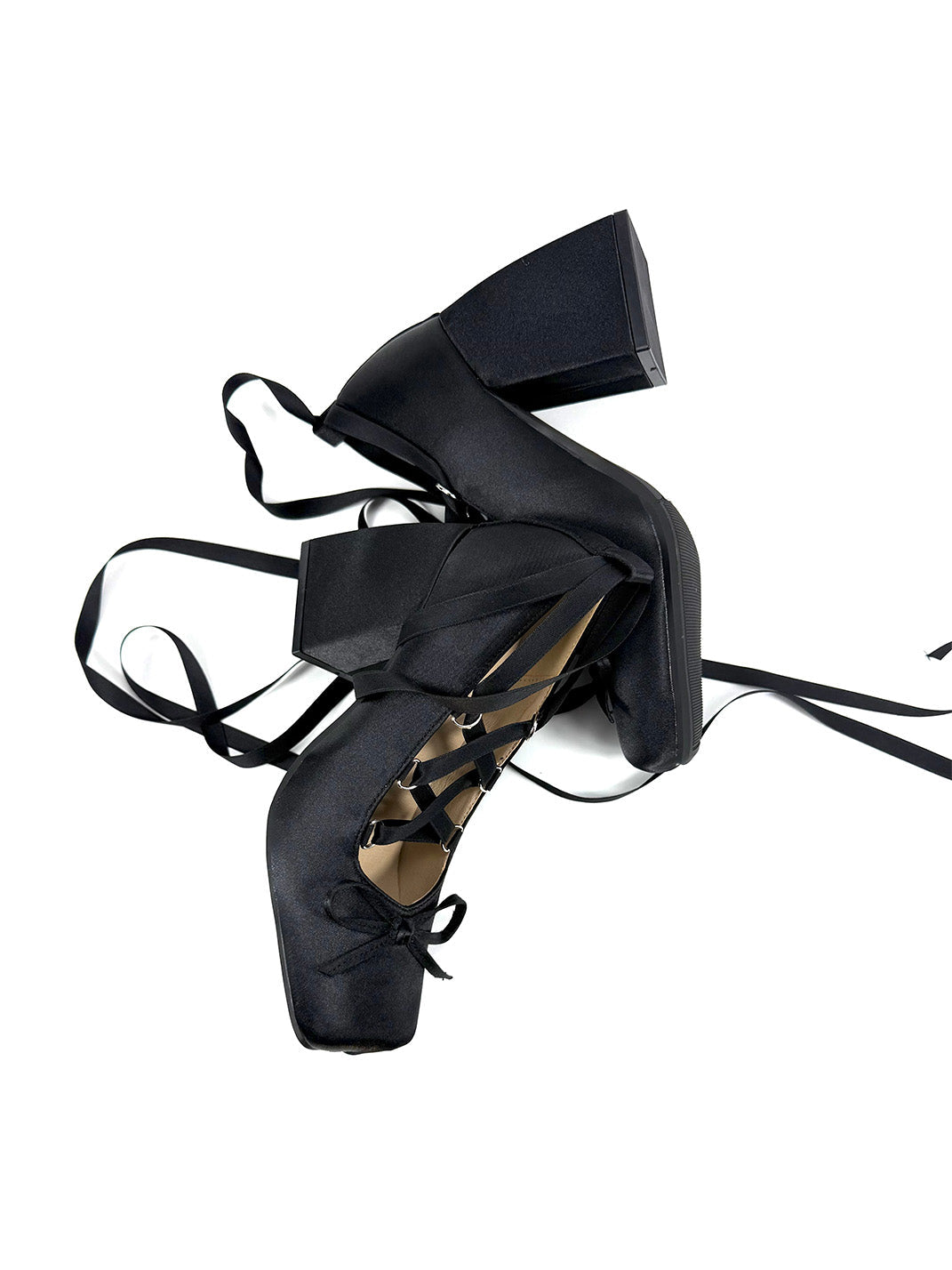Bow-Tied Satin 9 cm Mary Jane Pumps - Skipkicks