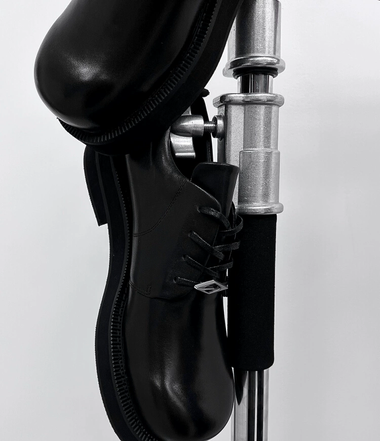 Black Leather Platform Derby Shoes - Skipkicks