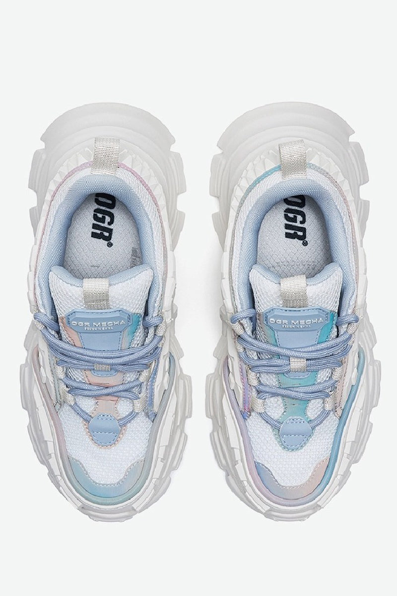 OGR White & Blue Chunky Platform Sneakers