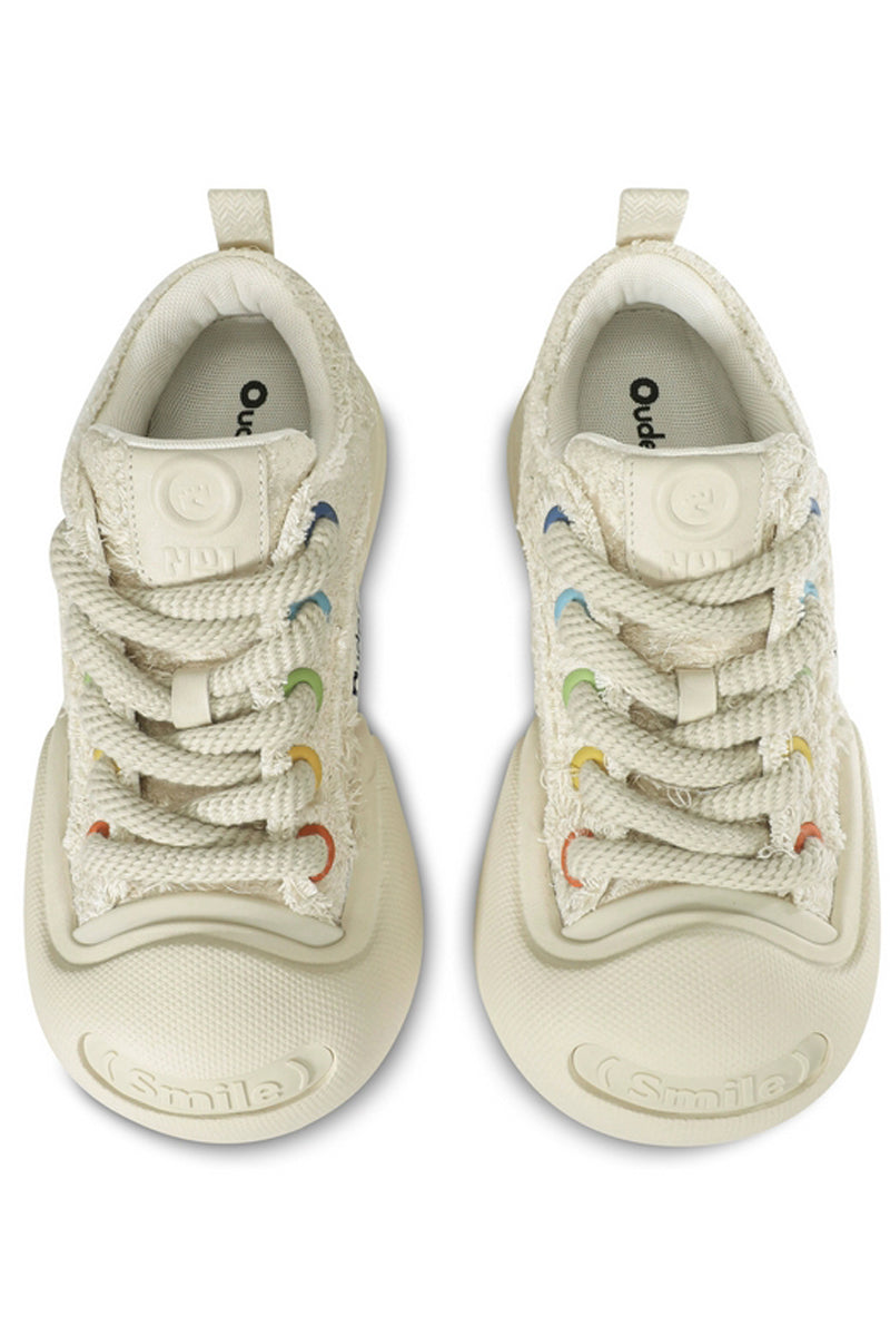 Cream Textured Low-Top Sneaker - Skipkicks