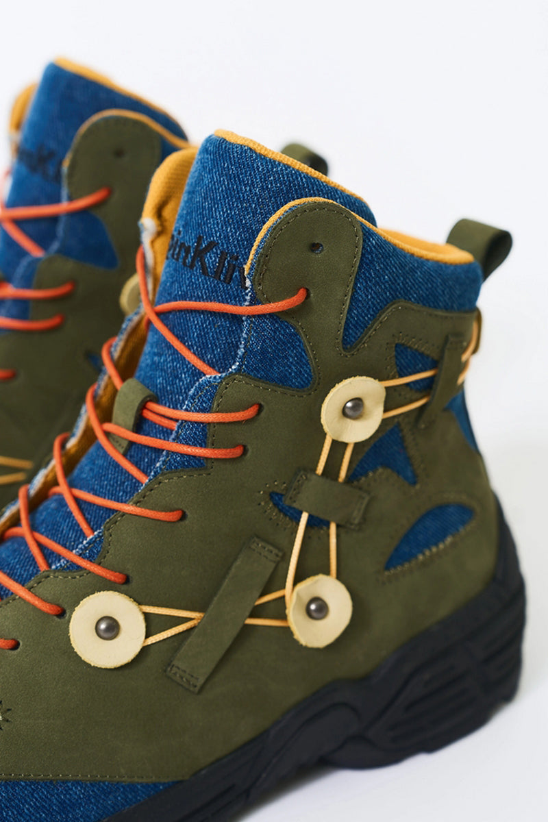 Green Denim Outdoor Hiking Boots - Skipkicks