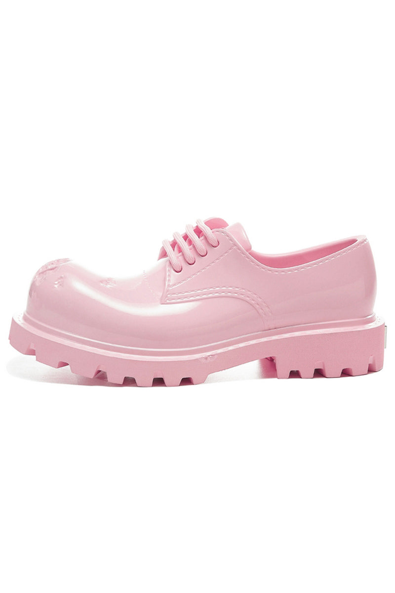 Pink Platform Derby Shoes with Lug Sole - Skipkicks