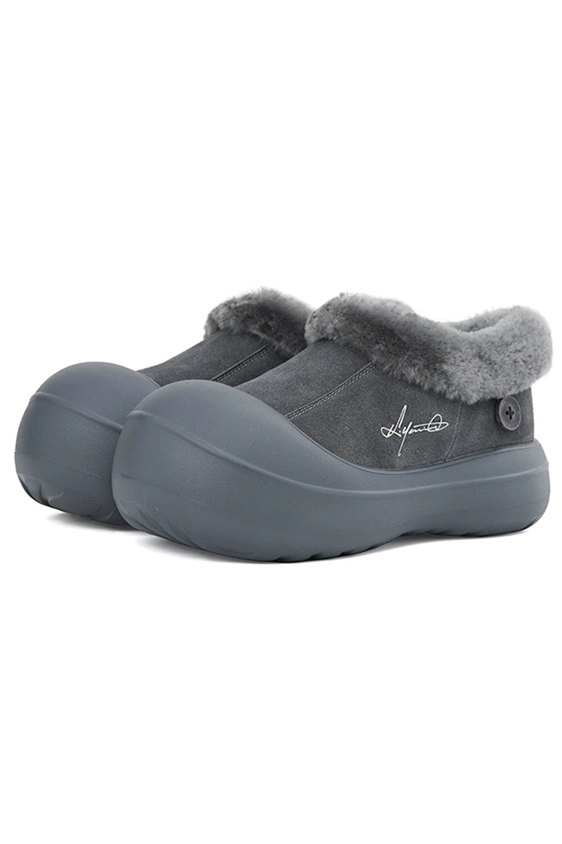 Shearling Platform Clog Boots - Skipkicks