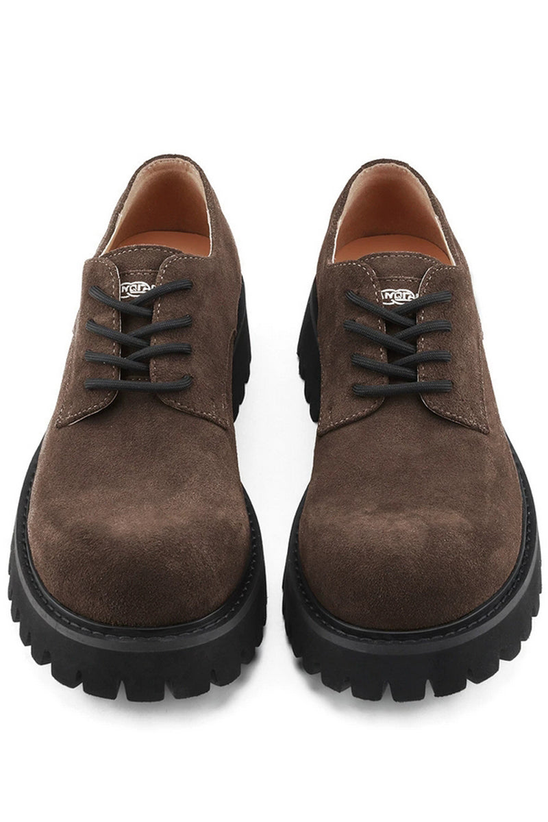 Brown Suede Platform Derby Shoes - Skipkicks