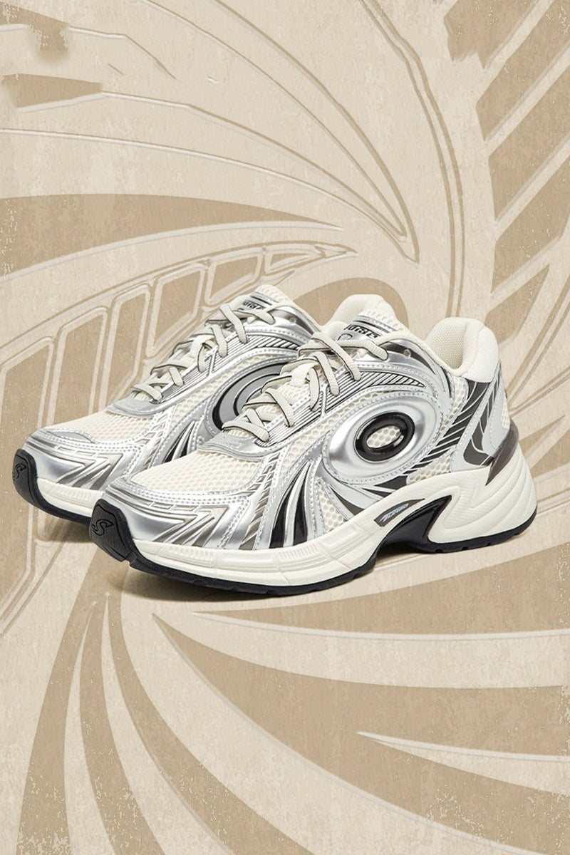 Metallic Running Sneakers Silver Black