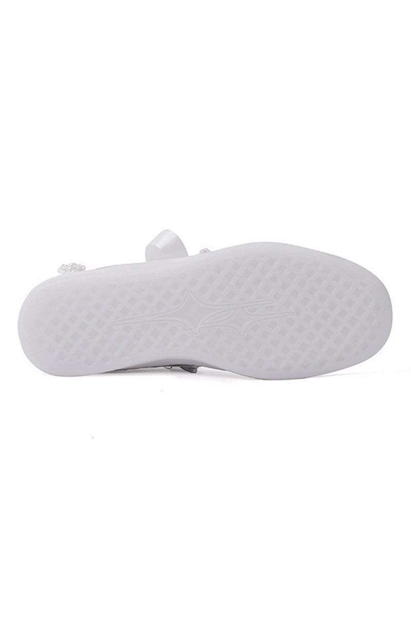 All White Low-Top Sneakers with Satin Laces