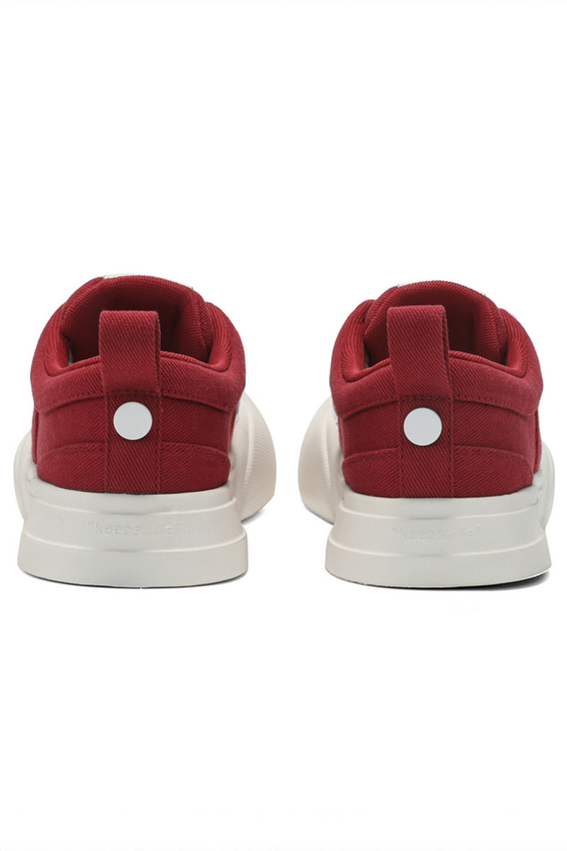 Red and White Canvas Low-Top Sneakers - Skipkicks