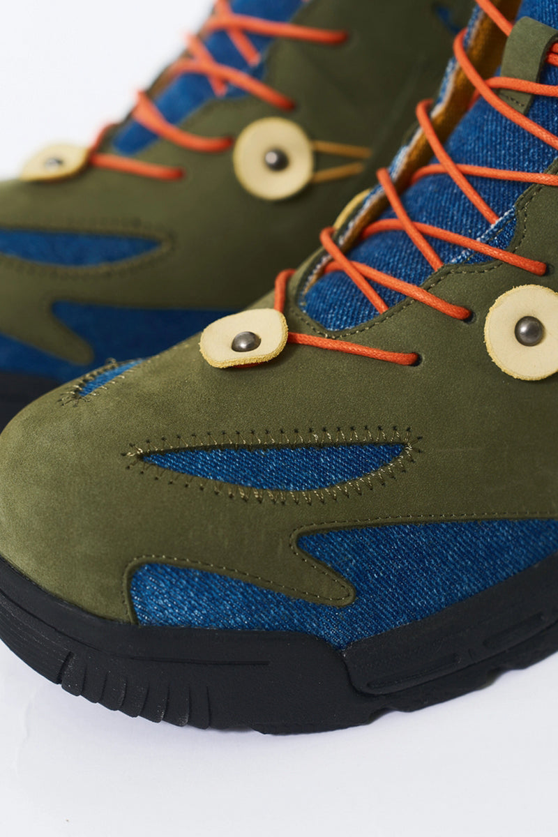 Green Denim Outdoor Hiking Boots - Skipkicks