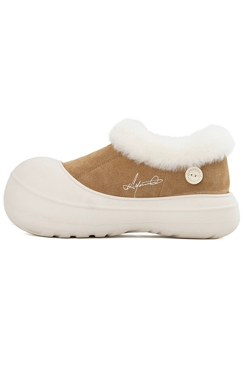 Shearling Platform Clog Boots - Skipkicks