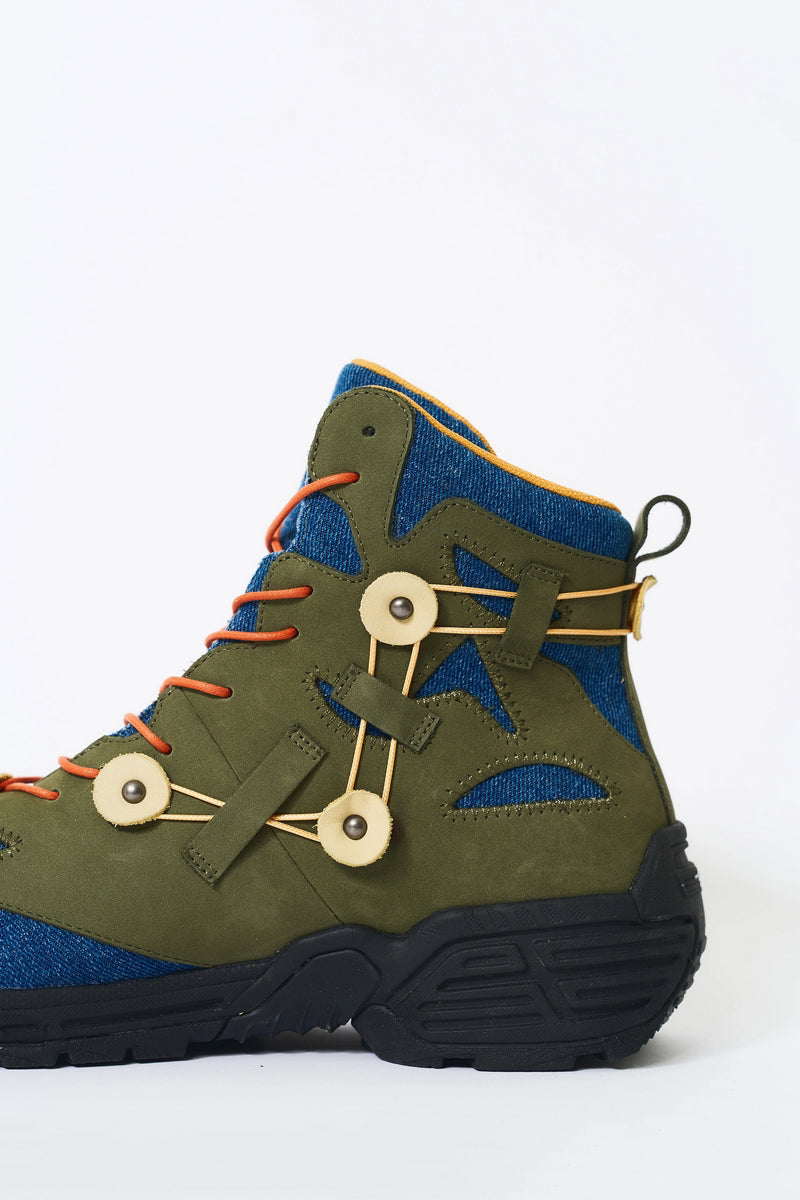 Green Denim Outdoor Hiking Boots - Skipkicks