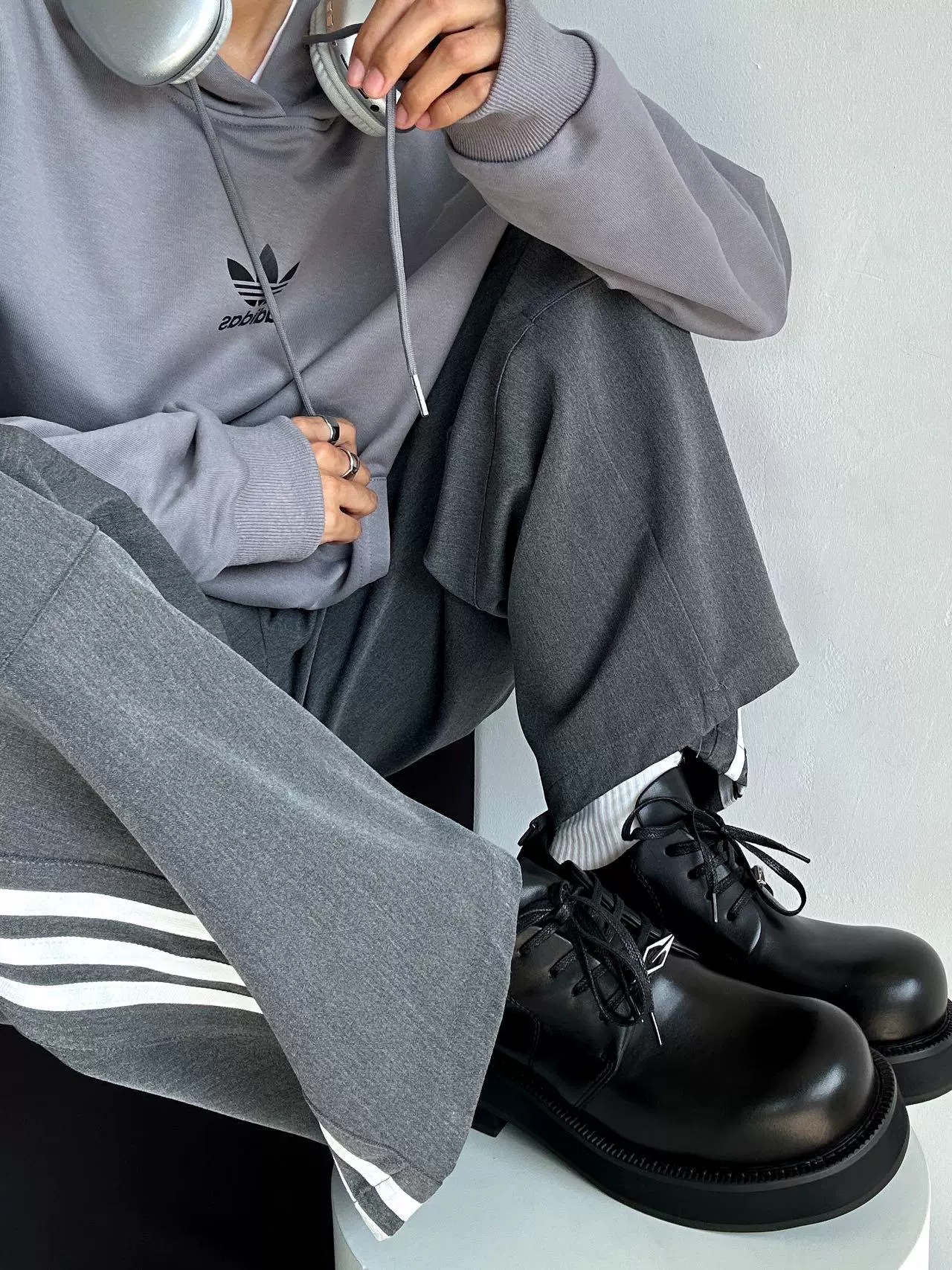 Black Leather Platform Derby Shoes - Skipkicks