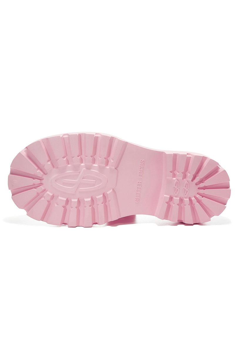 Pink Platform Derby Shoes with Lug Sole - Skipkicks