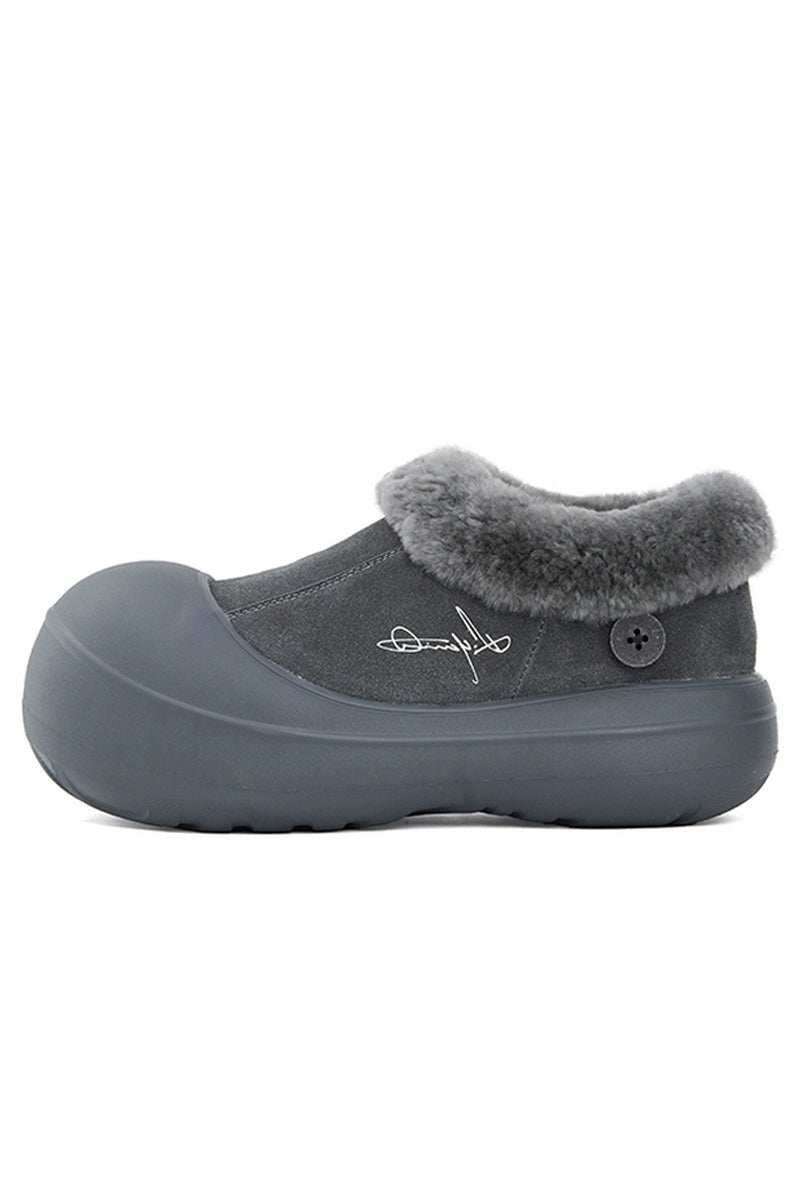 Shearling Platform Clog Boots - Skipkicks