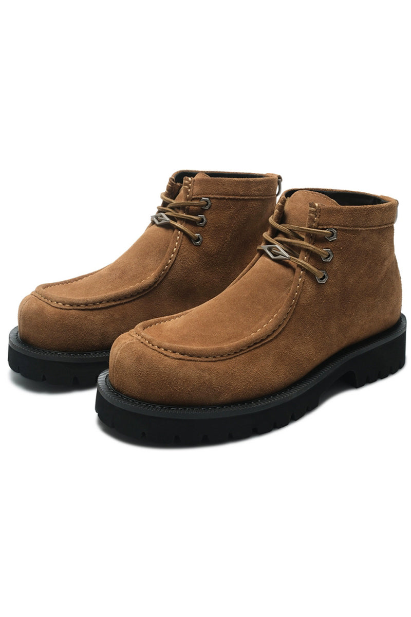 Shearling Moc Toe Lug Boots - Skipkicks