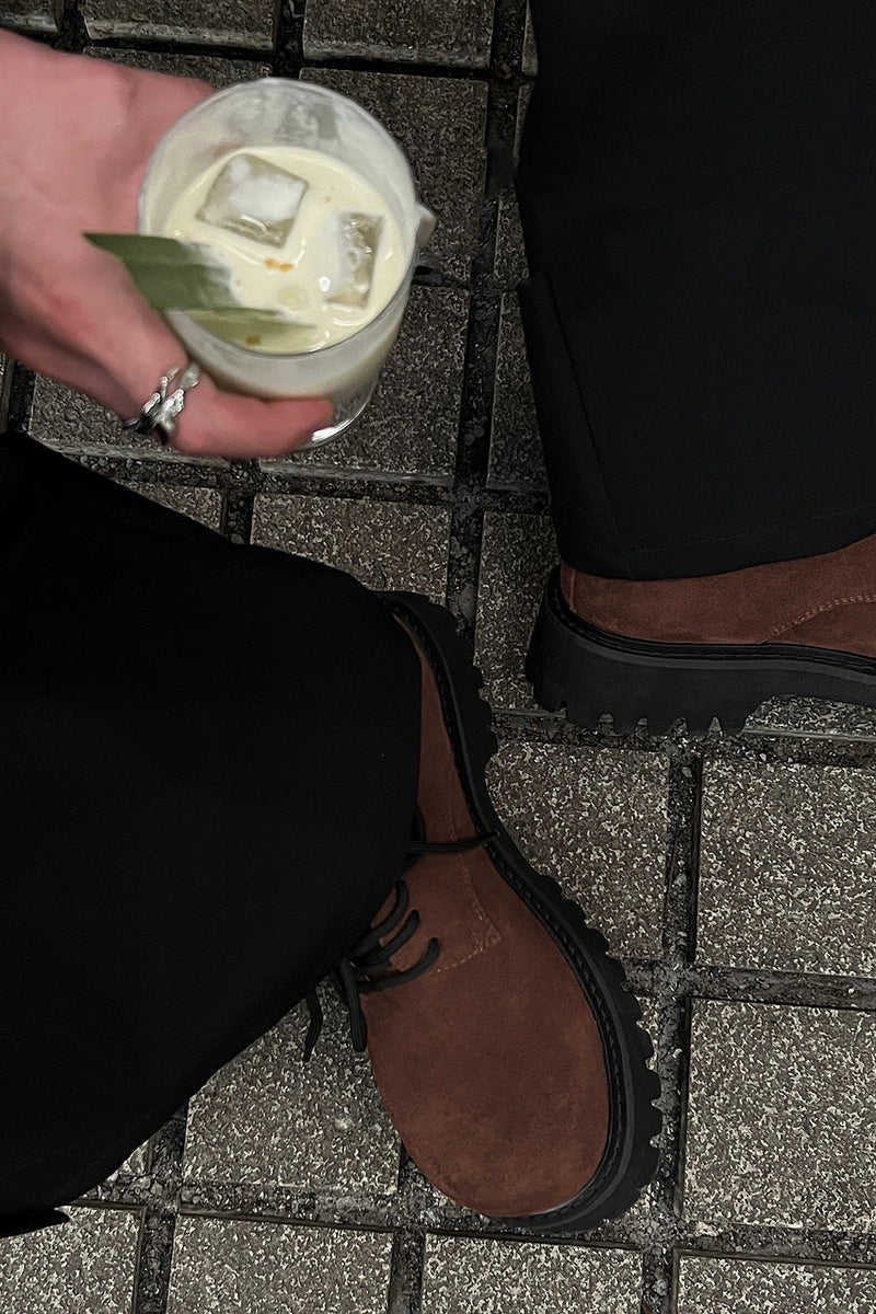 Brown Suede Platform Derby Shoes - Skipkicks