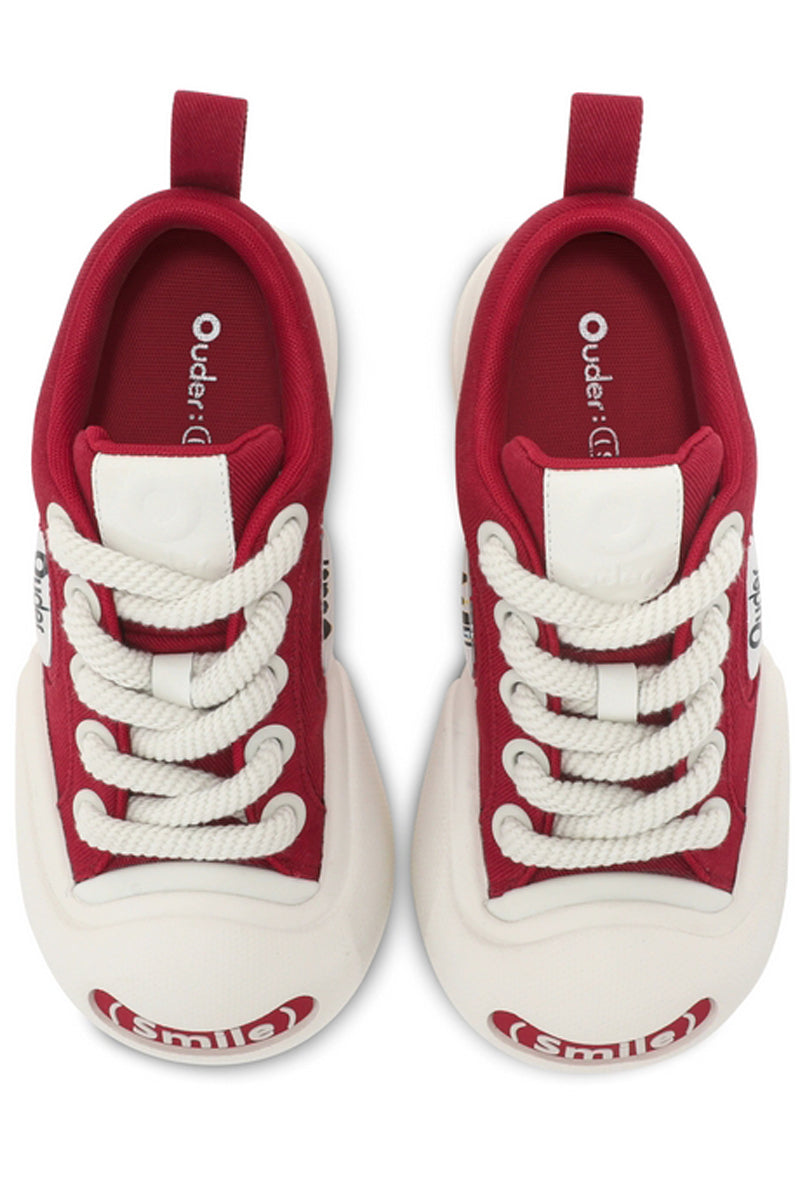 Red and White Canvas Low-Top Sneakers - Skipkicks