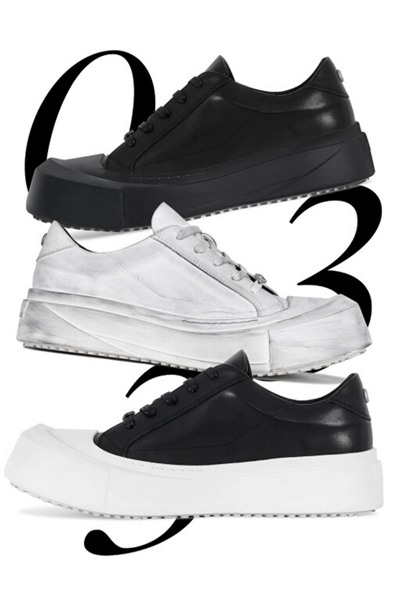 Leather Toe Cap Platform Sneakers - Skipkicks