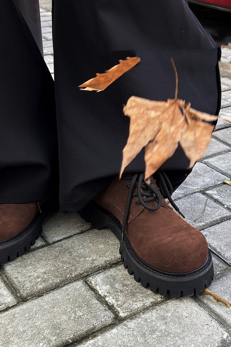 Brown Suede Platform Derby Shoes - Skipkicks
