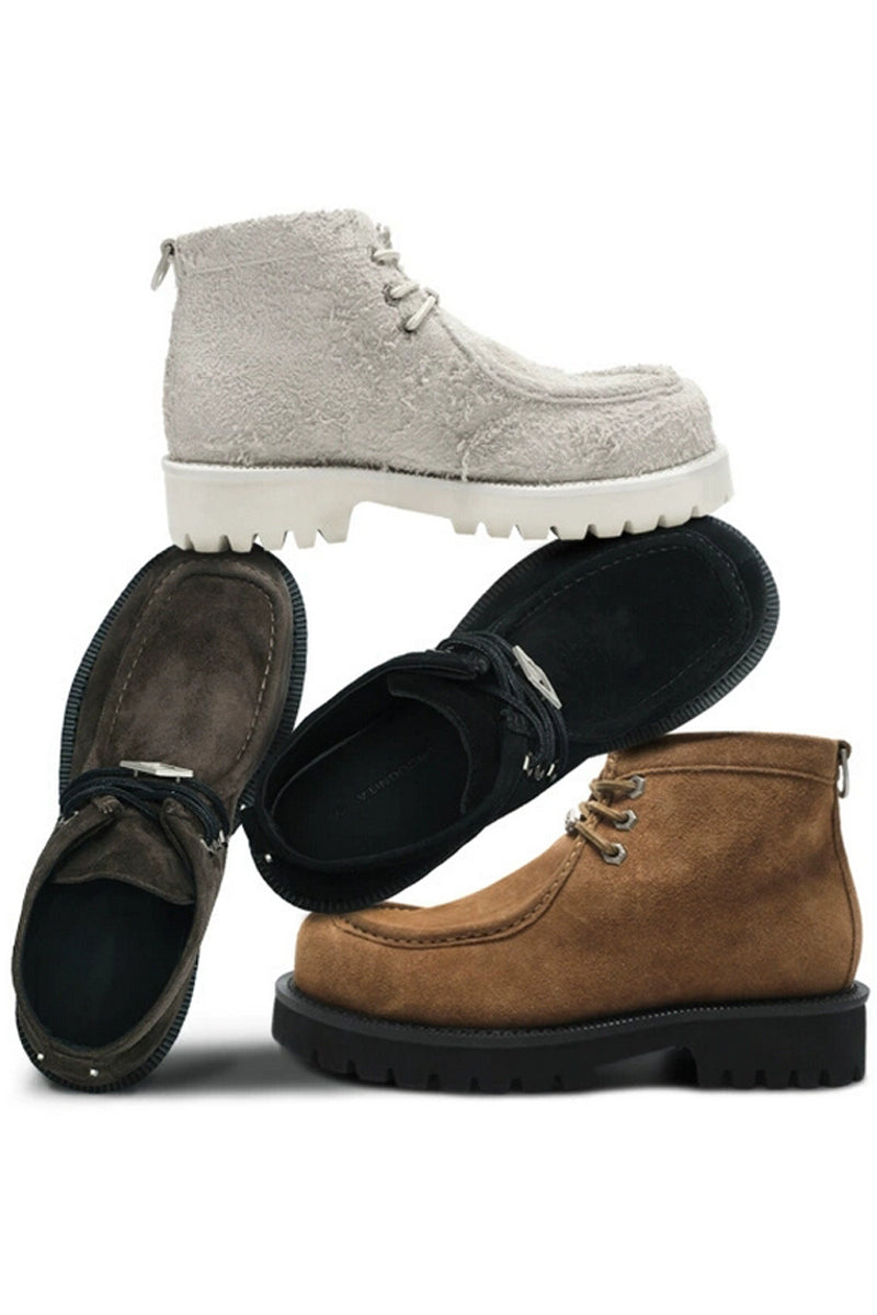 Shearling Moc Toe Lug Boots - Skipkicks
