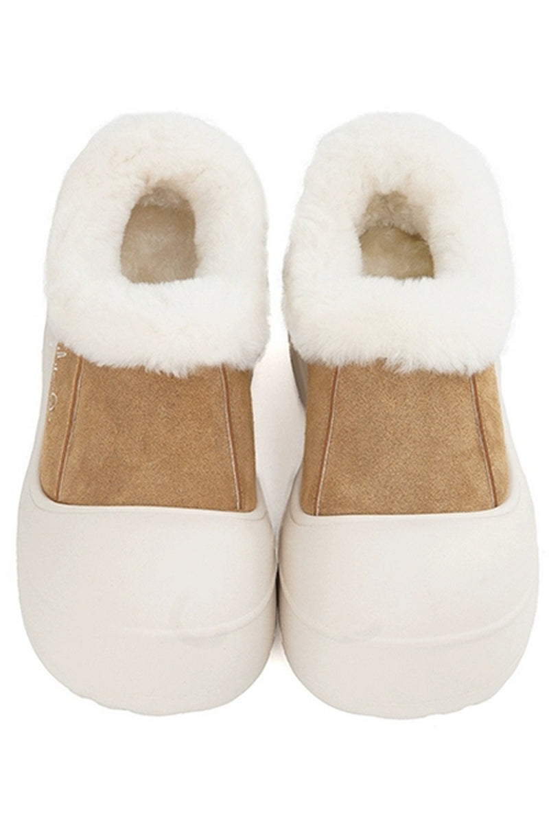Shearling Platform Clog Boots - Skipkicks