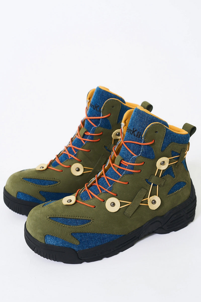 Green Denim Outdoor Hiking Boots - Skipkicks