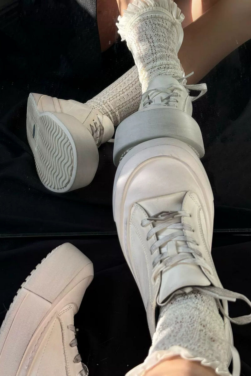 Leather Toe Cap Platform Sneakers - Skipkicks