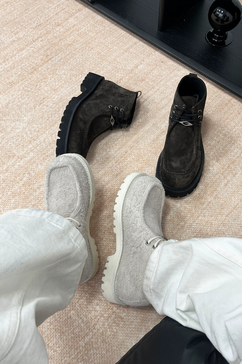 Shearling Moc Toe Lug Boots - Skipkicks
