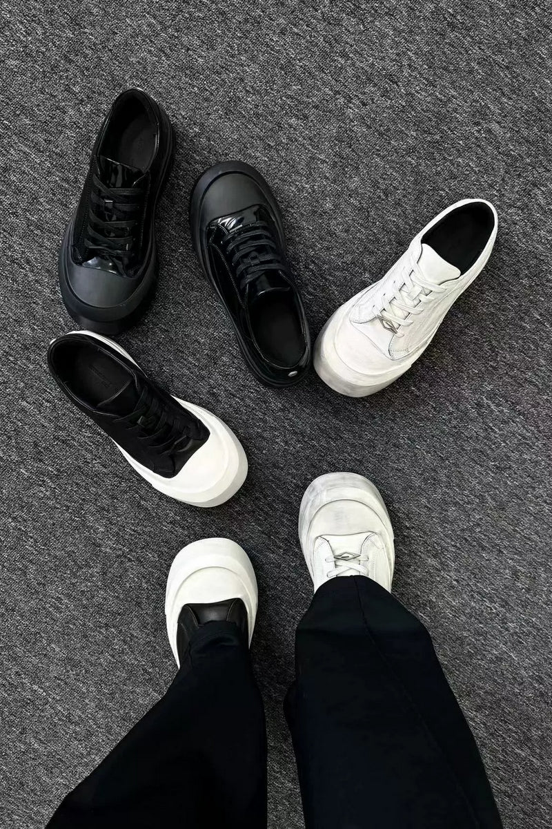 Leather Toe Cap Platform Sneakers - Skipkicks