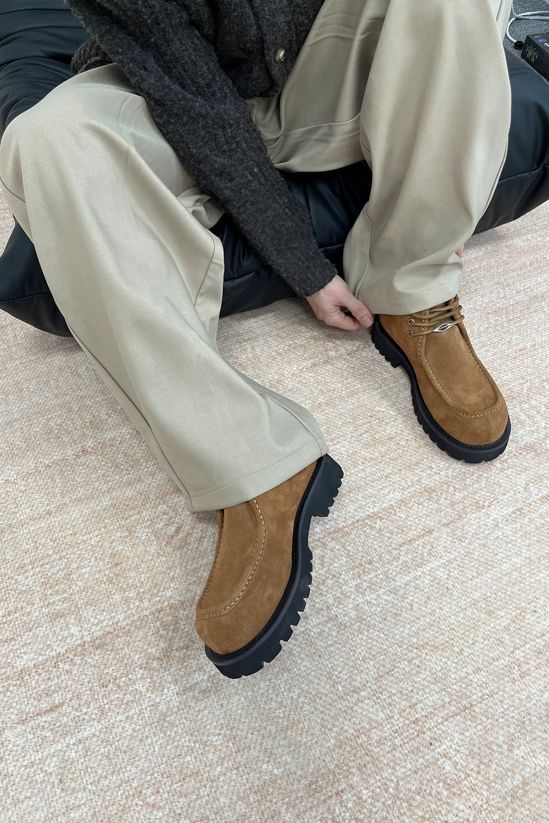 Shearling Moc Toe Lug Boots - Skipkicks