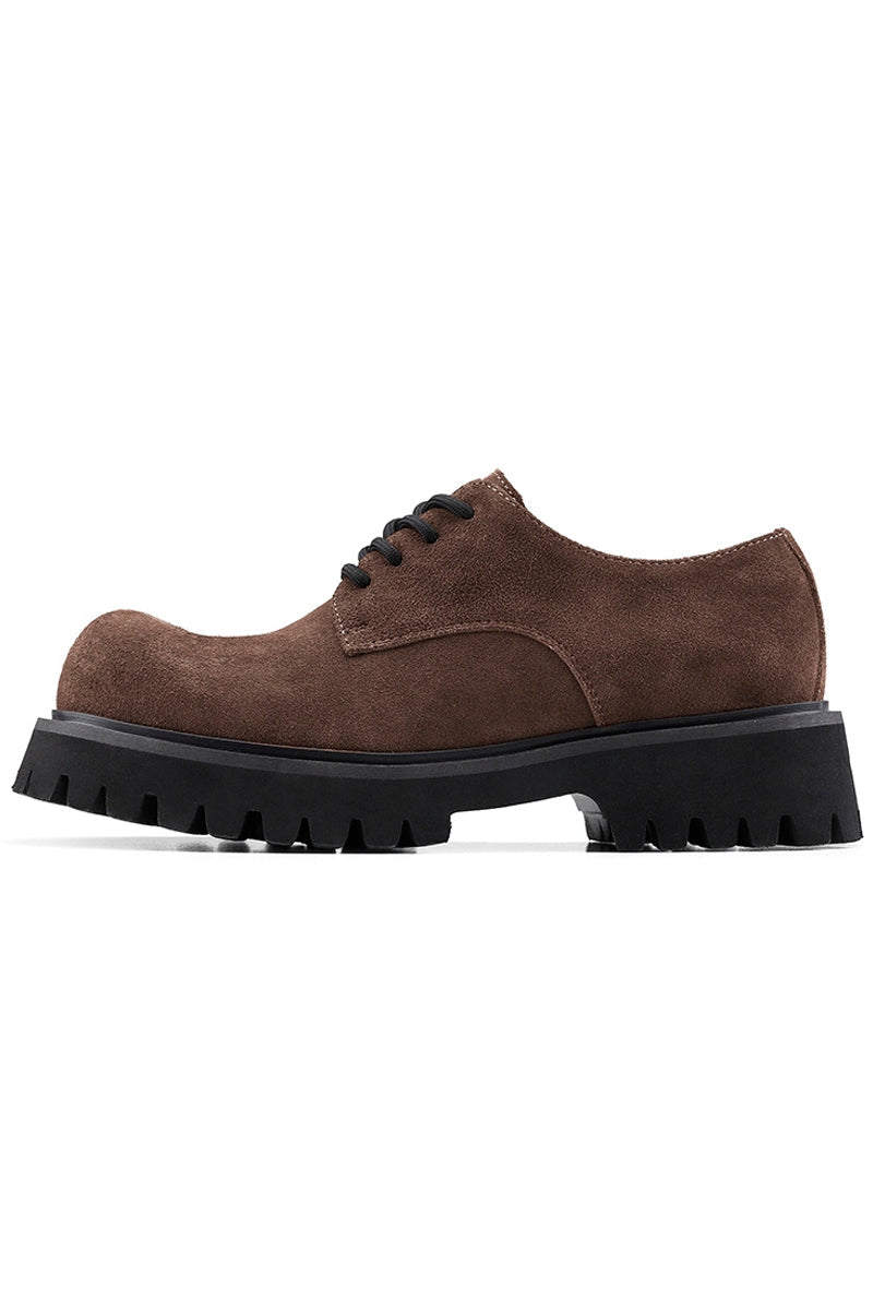 Brown Suede Platform Derby Shoes - Skipkicks