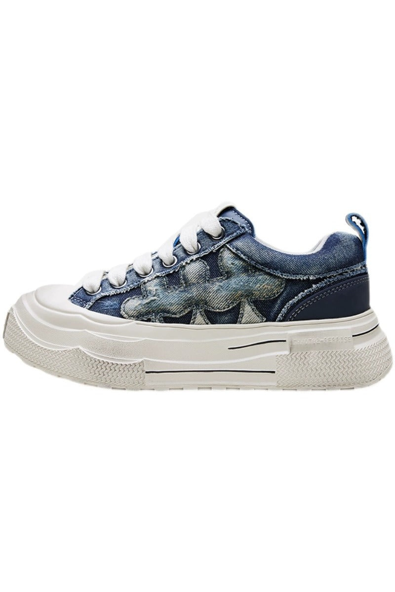 Denim Platform Sneakers Blue - Skipkicks