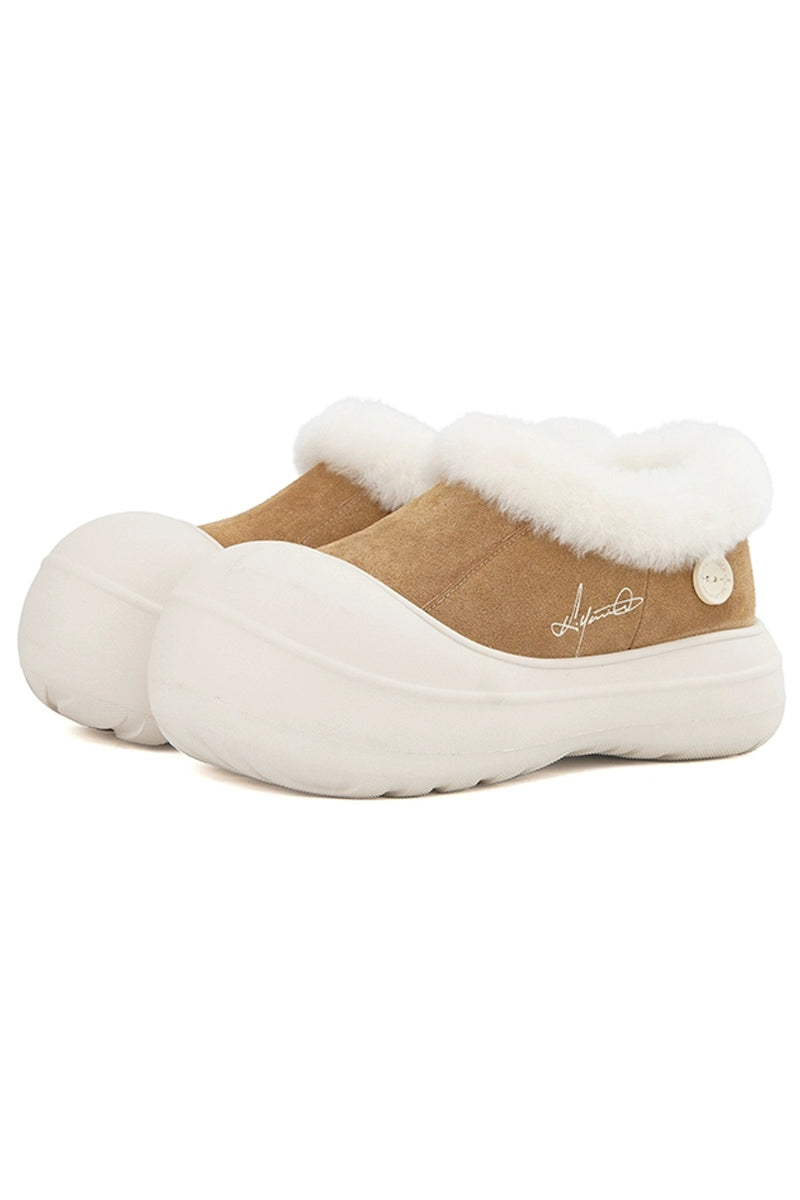 Shearling Platform Clog Boots - Skipkicks