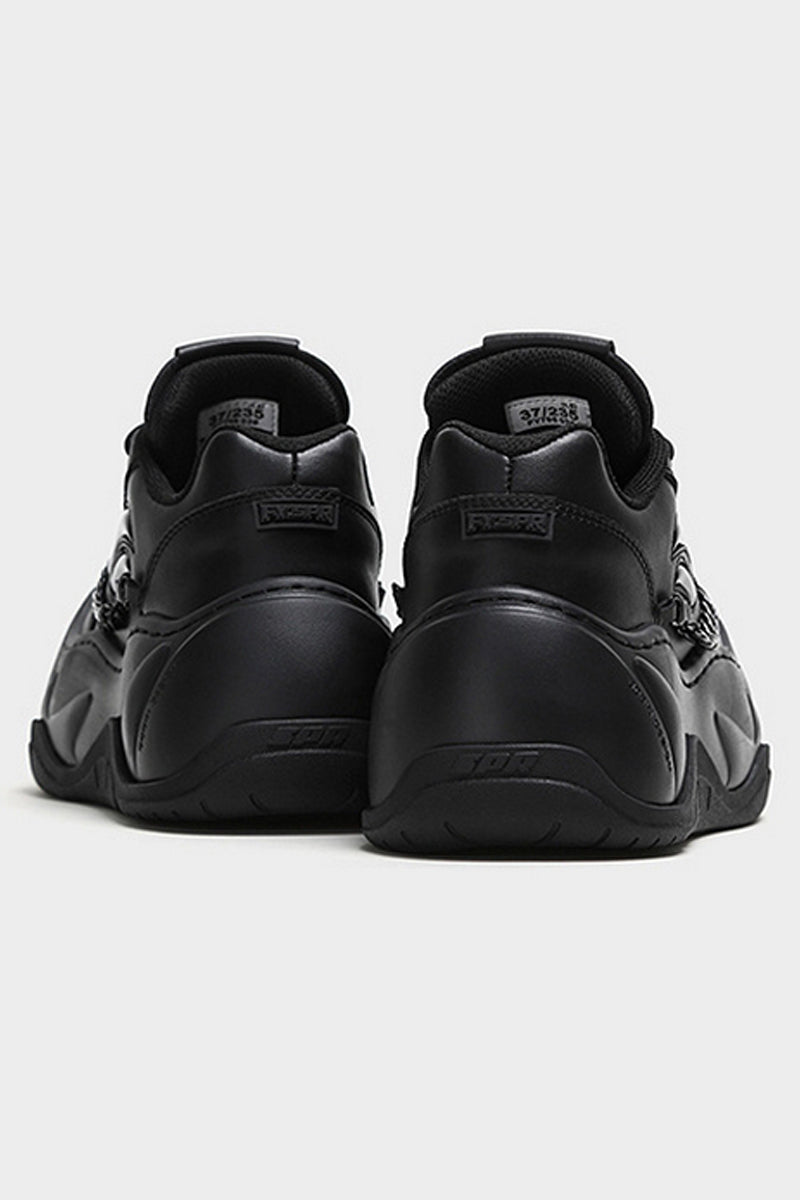 All Black Chain Platform Wave Sneakers - Skipkicks
