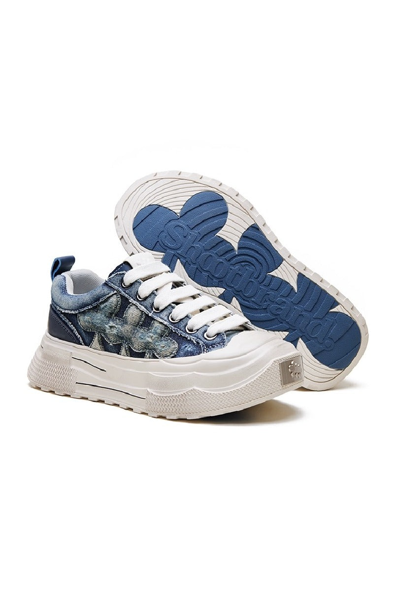 Denim Platform Sneakers Blue - Skipkicks