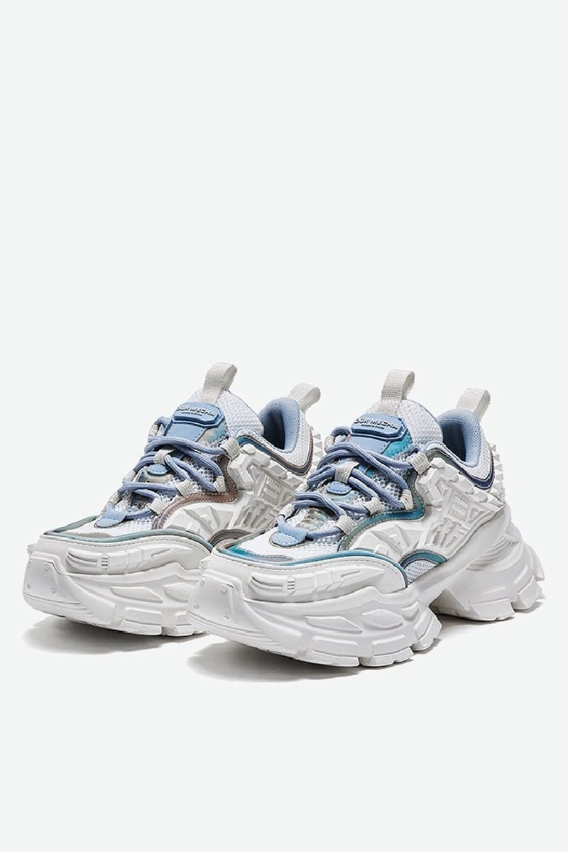 OGR White & Blue Chunky Platform Sneakers