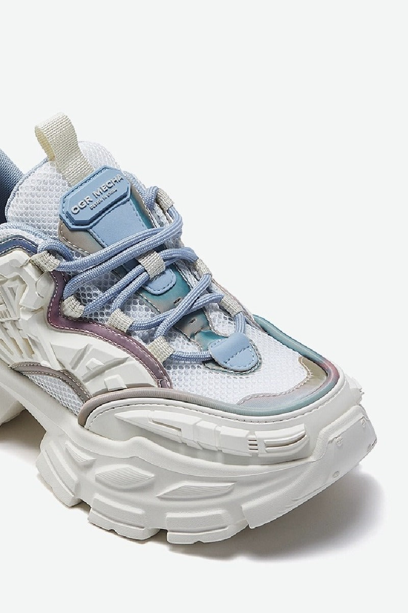 OGR White & Blue Chunky Platform Sneakers