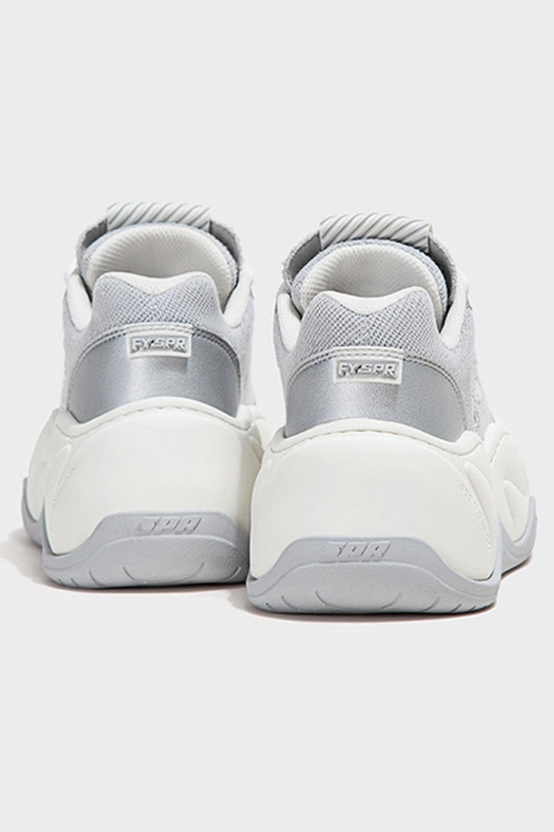 Silver Mesh Platform Wave Chunky Sneakers