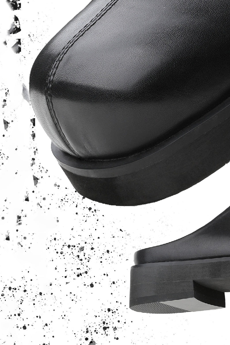 Black Minimalist Leather Mules - Skipkicks