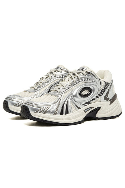Metallic Running Sneakers Silver Black