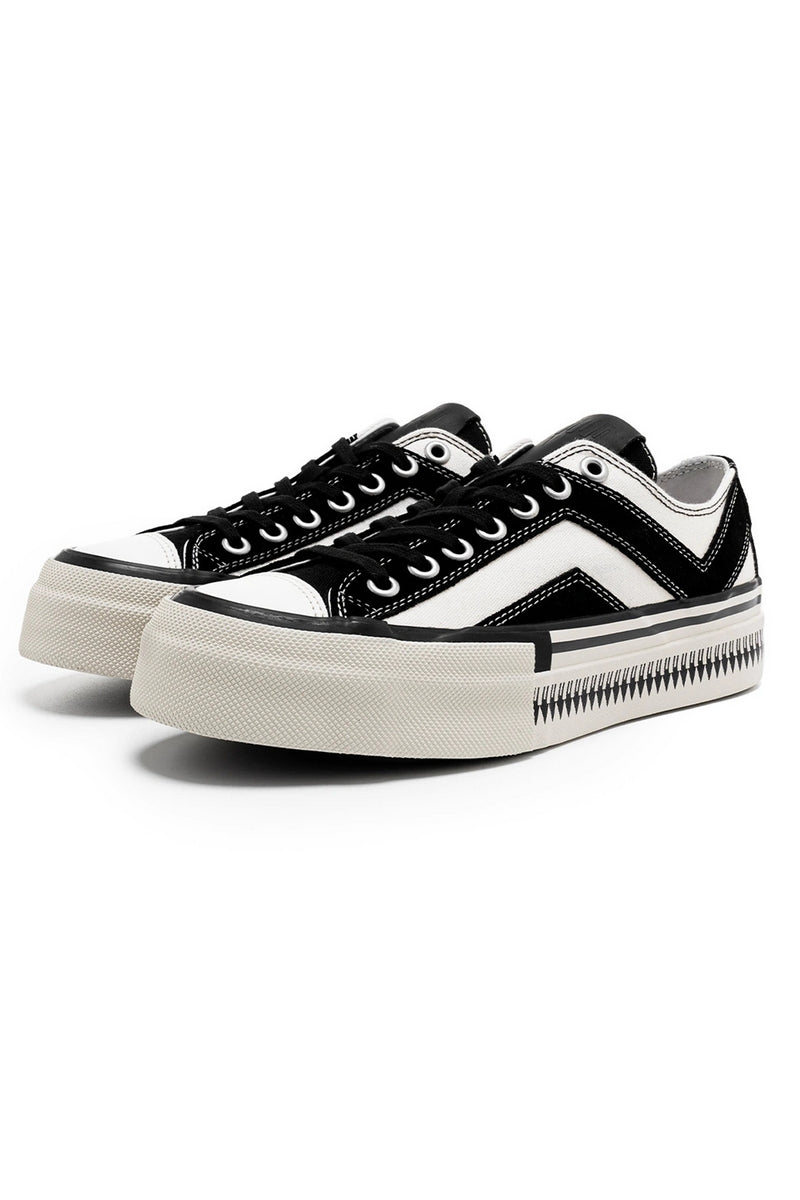 Black White Platform Canvas Sneakers - Skipkicks