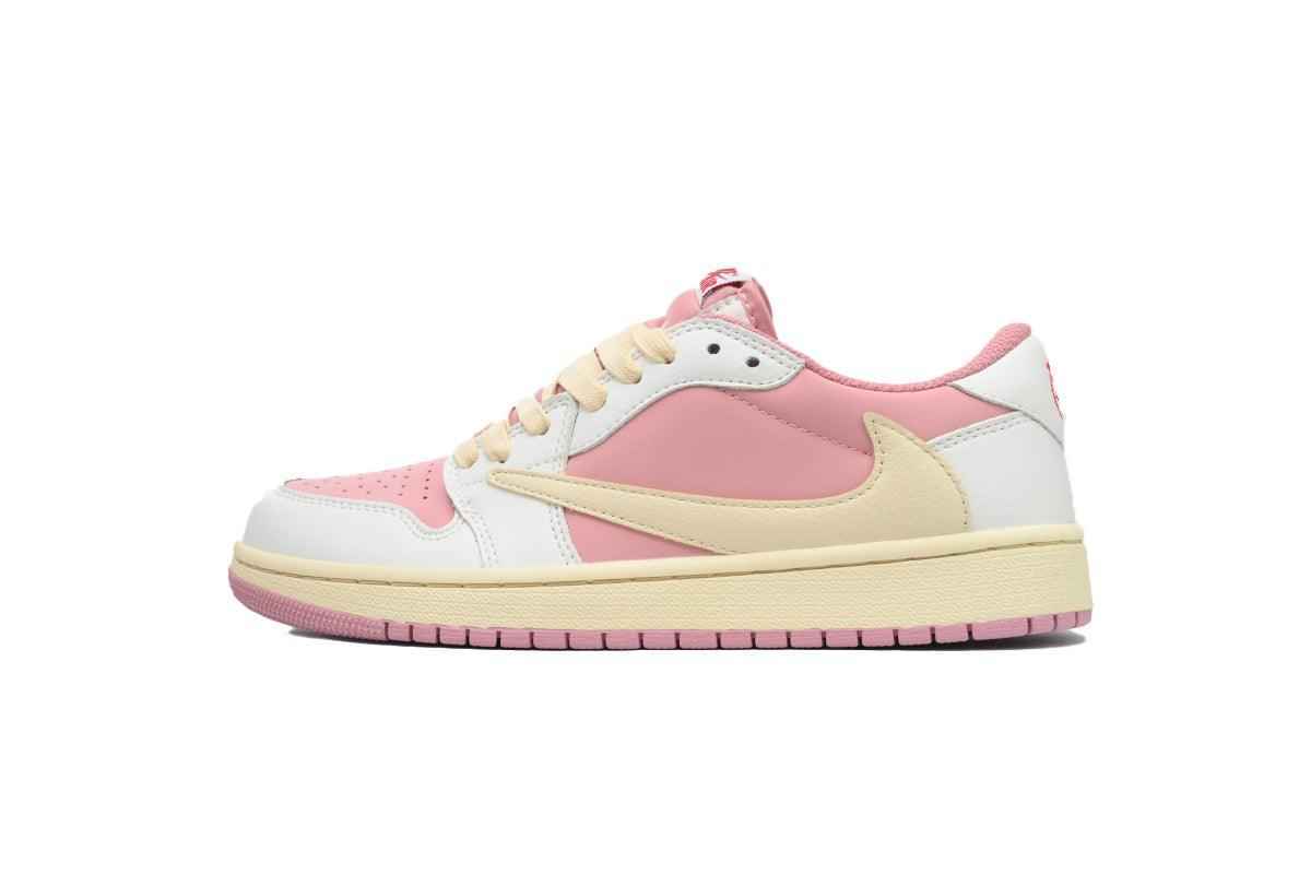 Custom Air Jordan 1 Low White Pink Travis Scott Edition SneakerNational