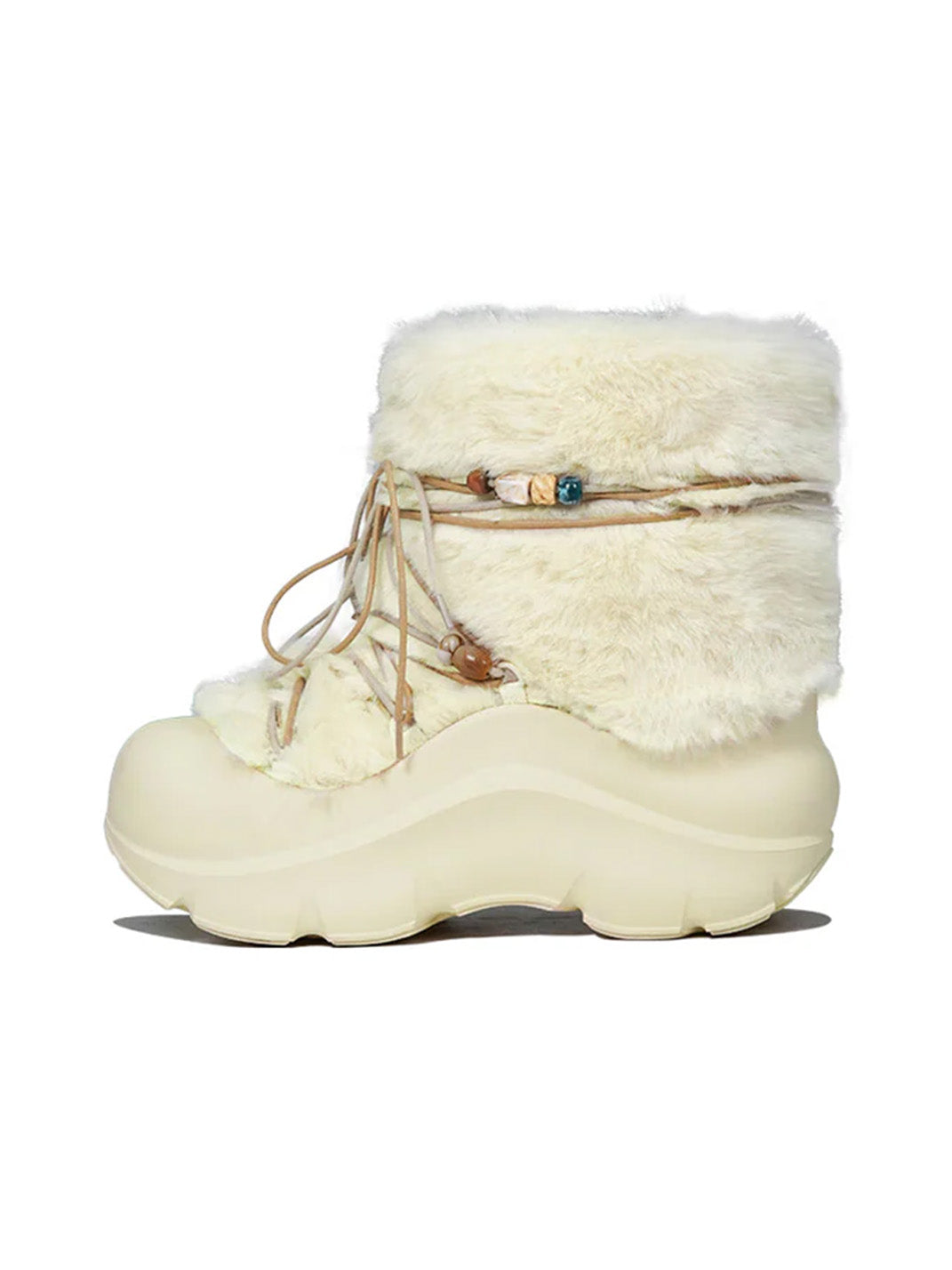 Faux Fur Beaded Platform Snow Boots - Skipkicks