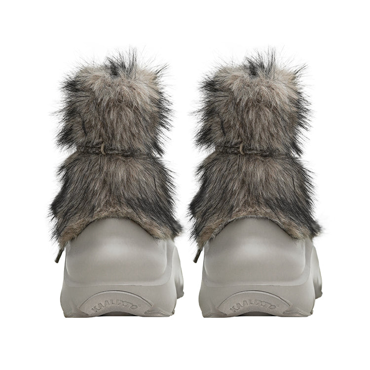 Faux Fur Beaded Platform Snow Boots - Skipkicks