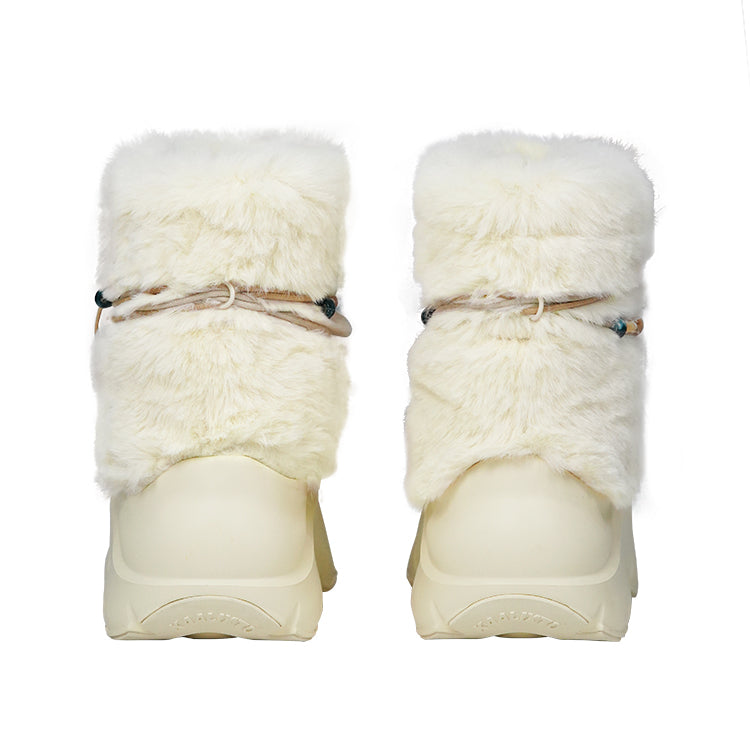 Faux Fur Beaded Platform Snow Boots - Skipkicks