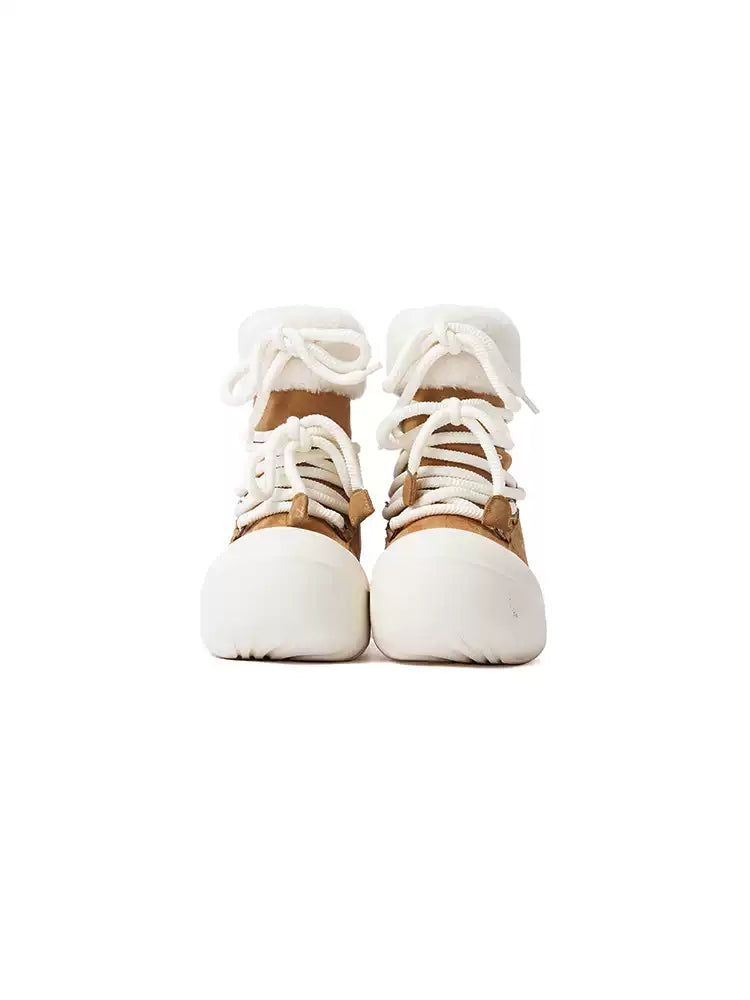 Faux Fur Cuff Platform Snow Boots - Skipkicks