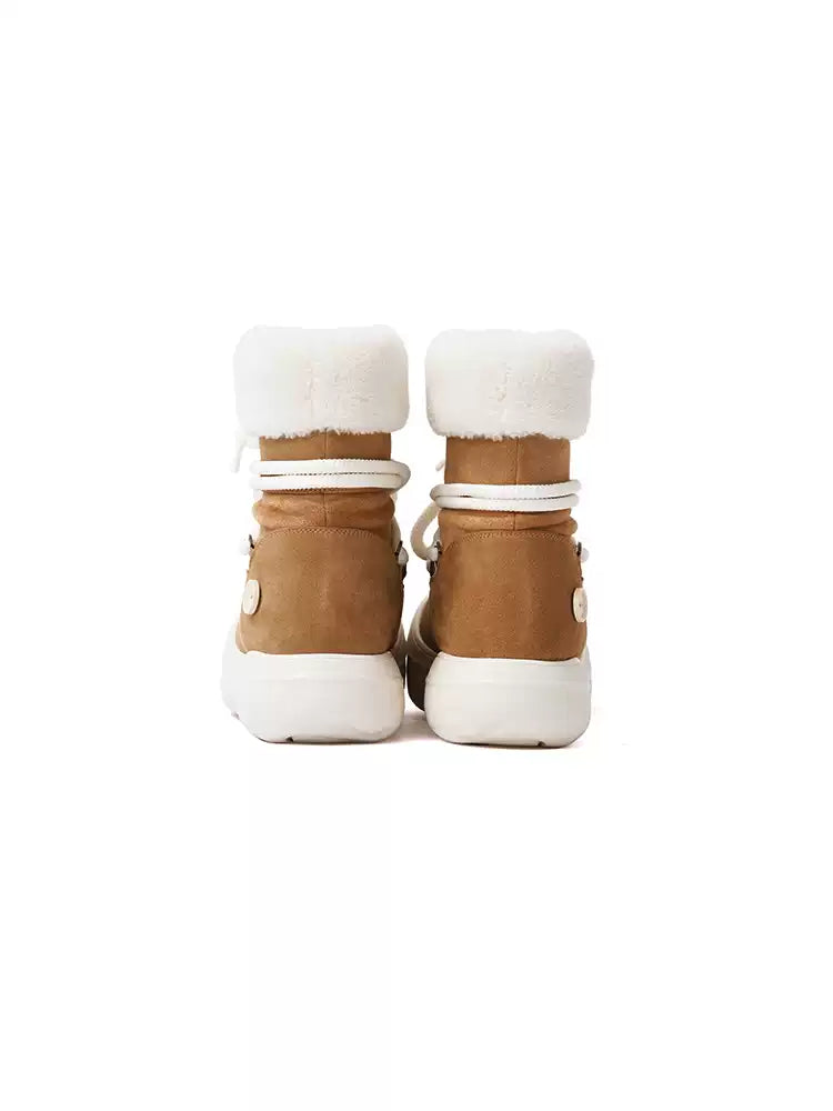 Faux Fur Cuff Platform Snow Boots - Skipkicks