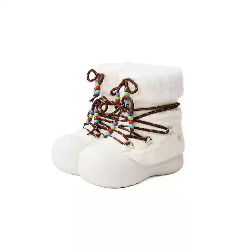 Faux Fur Cuff Platform Snow Boots - Skipkicks
