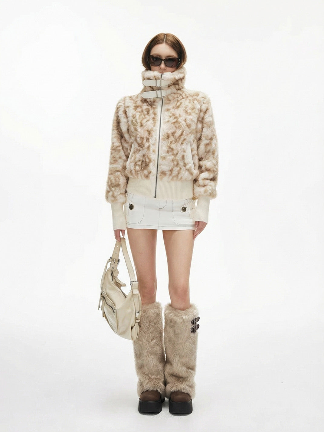 Faux Fur Double-Buckle Platform Tall Boots