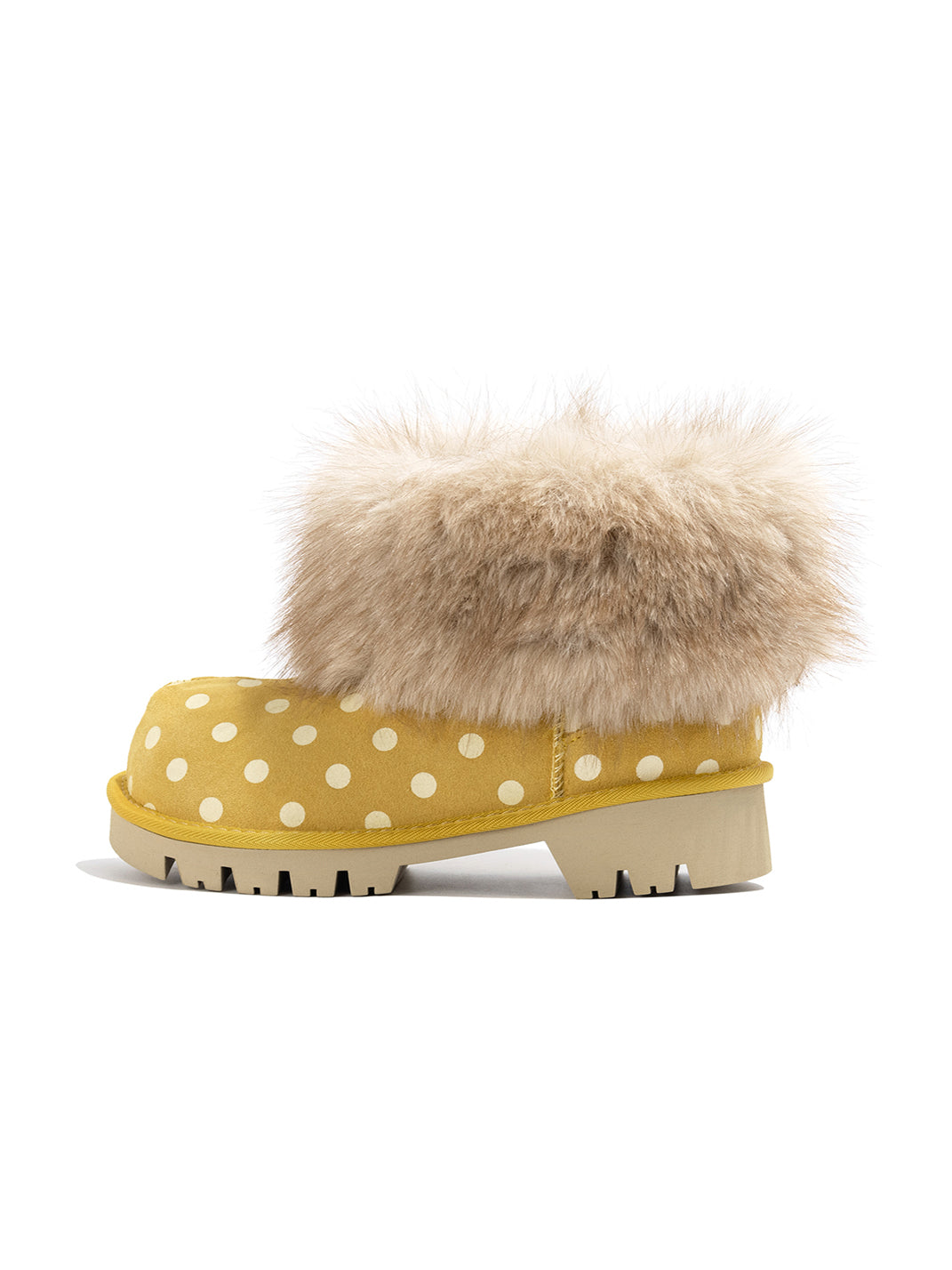 Faux Mink Fur Cuff Platform Snow Boots