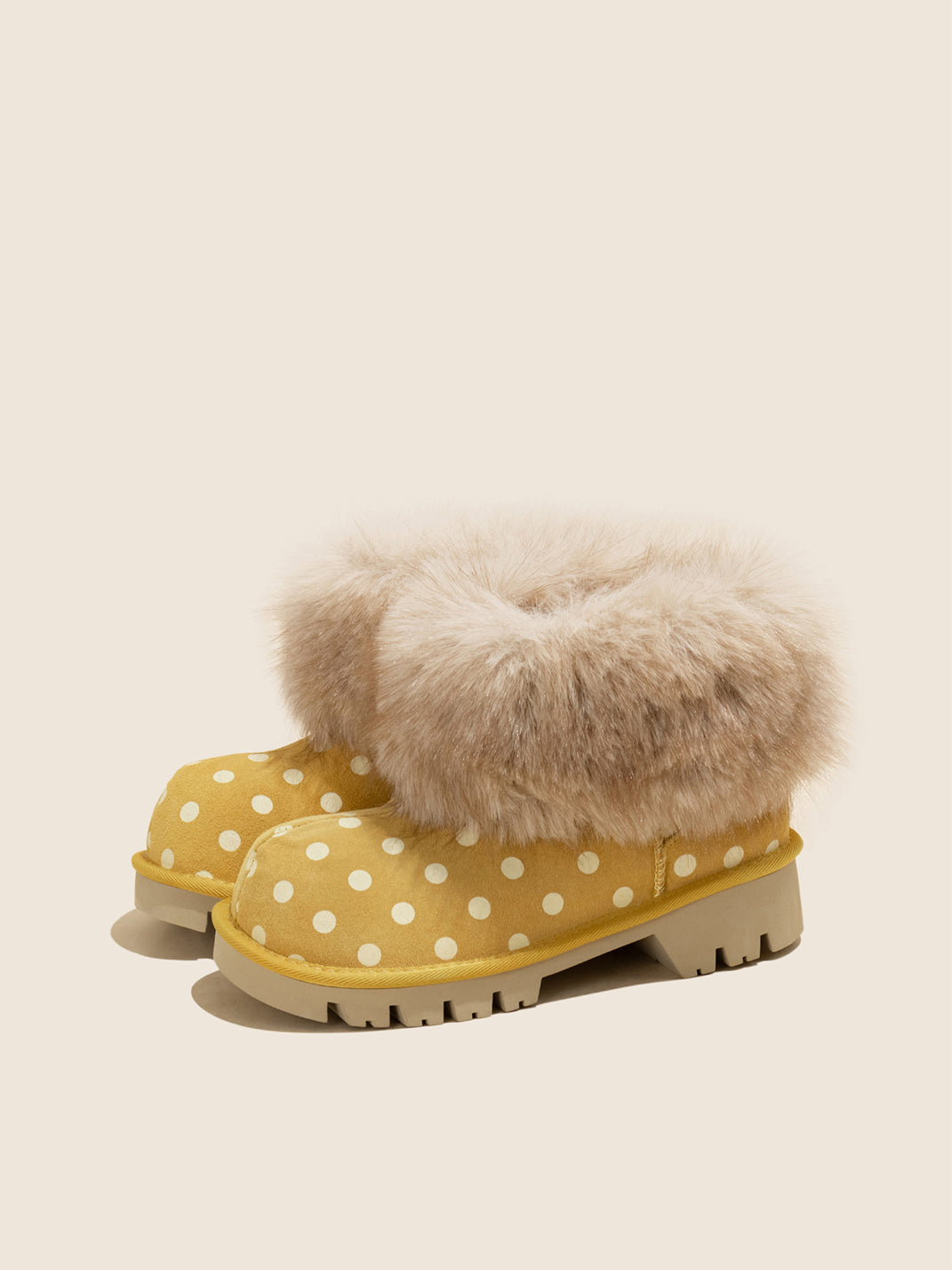 Faux Mink Fur Cuff Platform Snow Boots